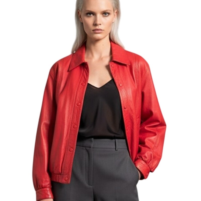 Perfect Vintage Bally Of Switzerland Red Supple Leather Bomber Jacket Women’s 6